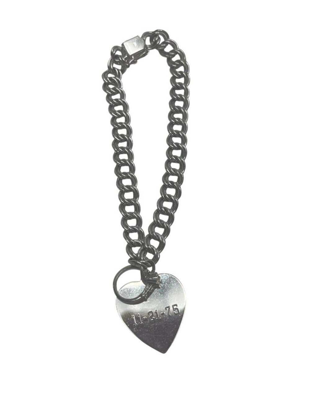 Sterling Silver Bracelet With Heart Charm & Wedding Band Charm For Timeless A95